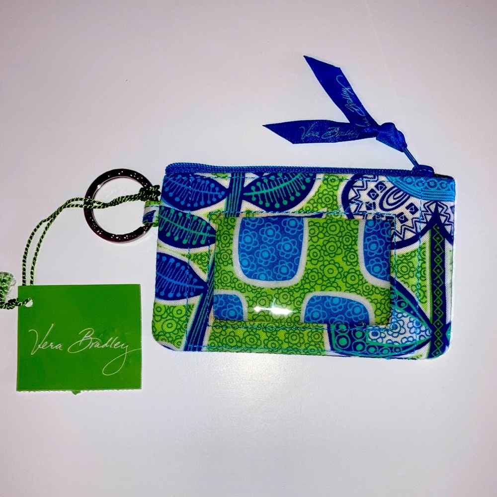 Vera Bradley Zip ID Doodle Daisy Case ID Credit Card Holder Keyring NWT